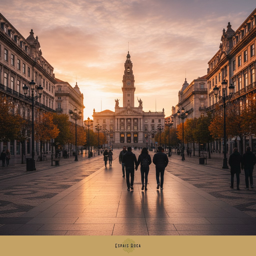 Avenida dos Aliados at golden hour