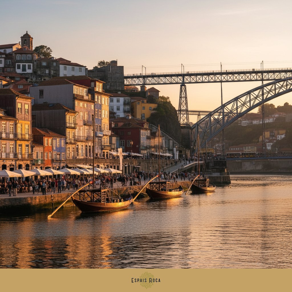 The Ribeira waterfront with painted houses