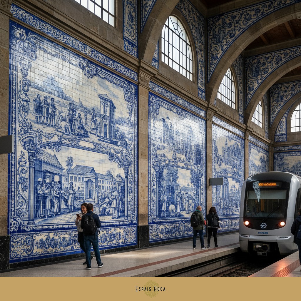 São Bento metro station with azulejo tiles